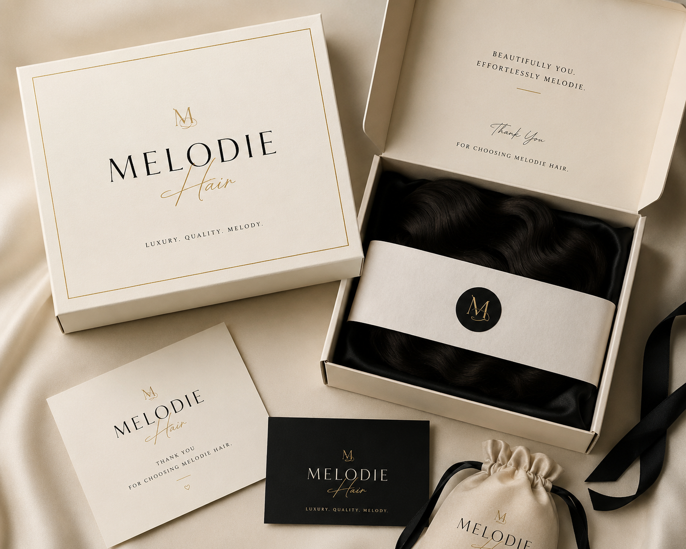 Melodie Hair signature packaging